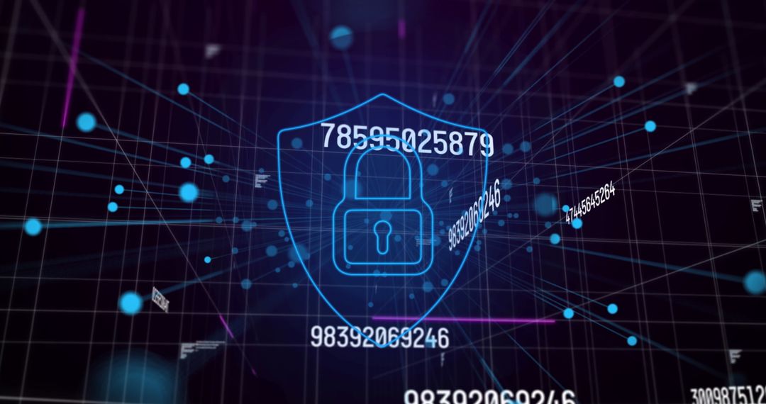 Digital Security Padlock with Dynamic Numbers and Network Connections - Free Images, Stock Photos and Pictures on Pikwizard.com