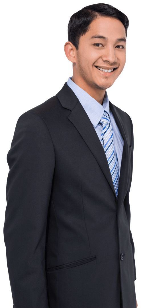 Smiling Asian Businessman in Suit Isolated PNG with Transparent Background