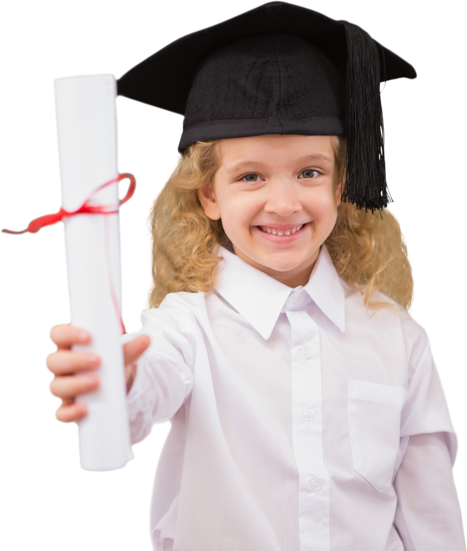 Transparent Graduate Schoolgirl Holding Diploma With Proud Smile - Download Free Stock Images Pikwizard.com