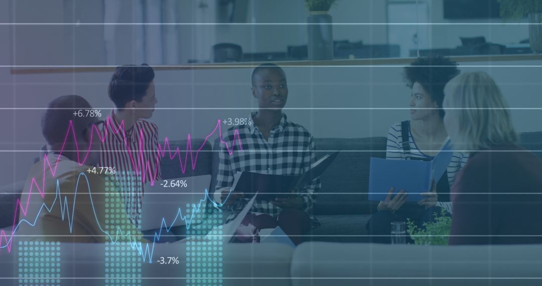 Diverse Workforce Analyzing Financial Data in Modern Office