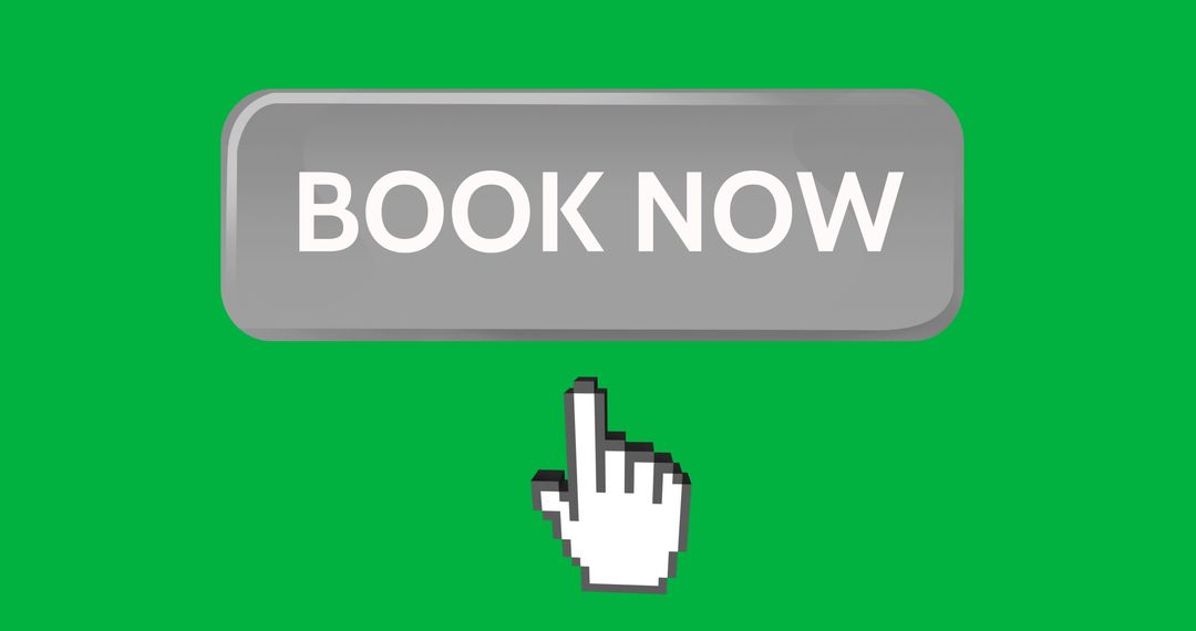 Book Now Button with Hand Cursor on Green Background