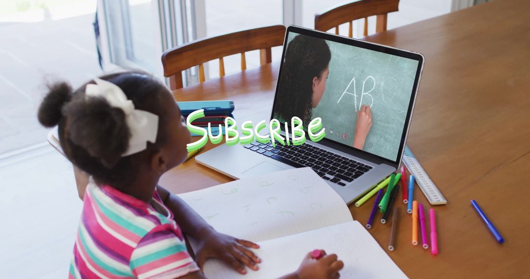 Child Engaging in Interactive Online Learning Session with Teacher