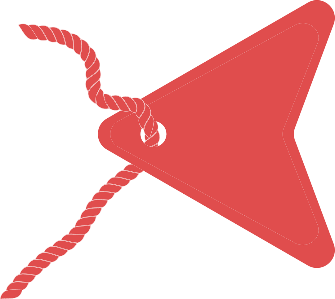 Red Triangular Tag with Twisted String on Transparent Background - Download Free Stock Images Pikwizard.com