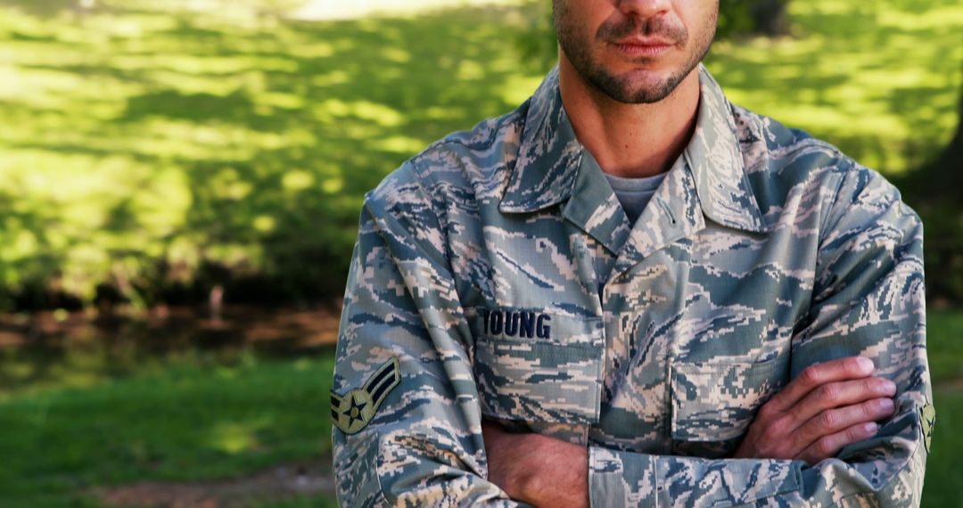 Close-up of Military Man Standing Outdoors in Uniform - Free Images, Stock Photos and Pictures on Pikwizard.com