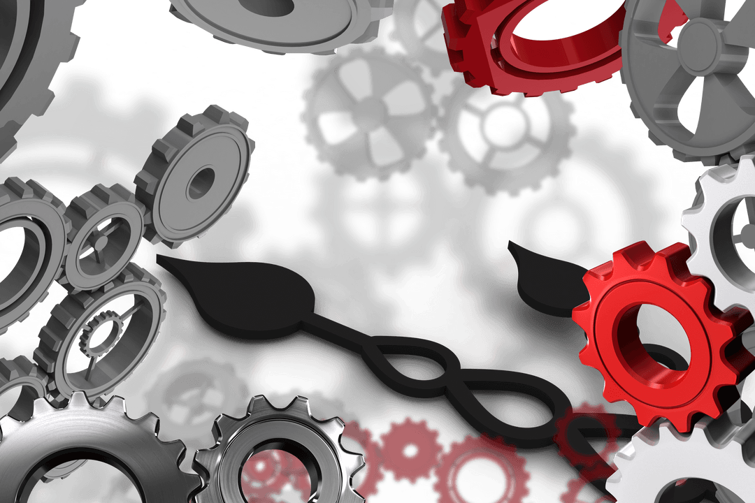 Transparent Industrial Cogwheels in Motion Concept Background