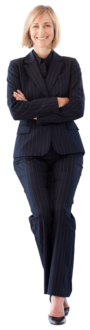 Transparent Professional Businesswoman Smiling with Confidence