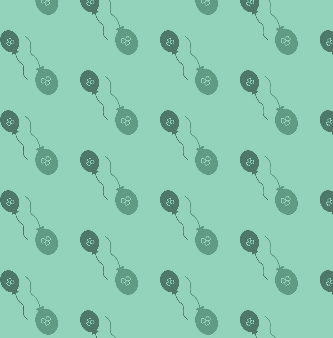 Pattern of Green Balloons on Transparent Background - Festive Design