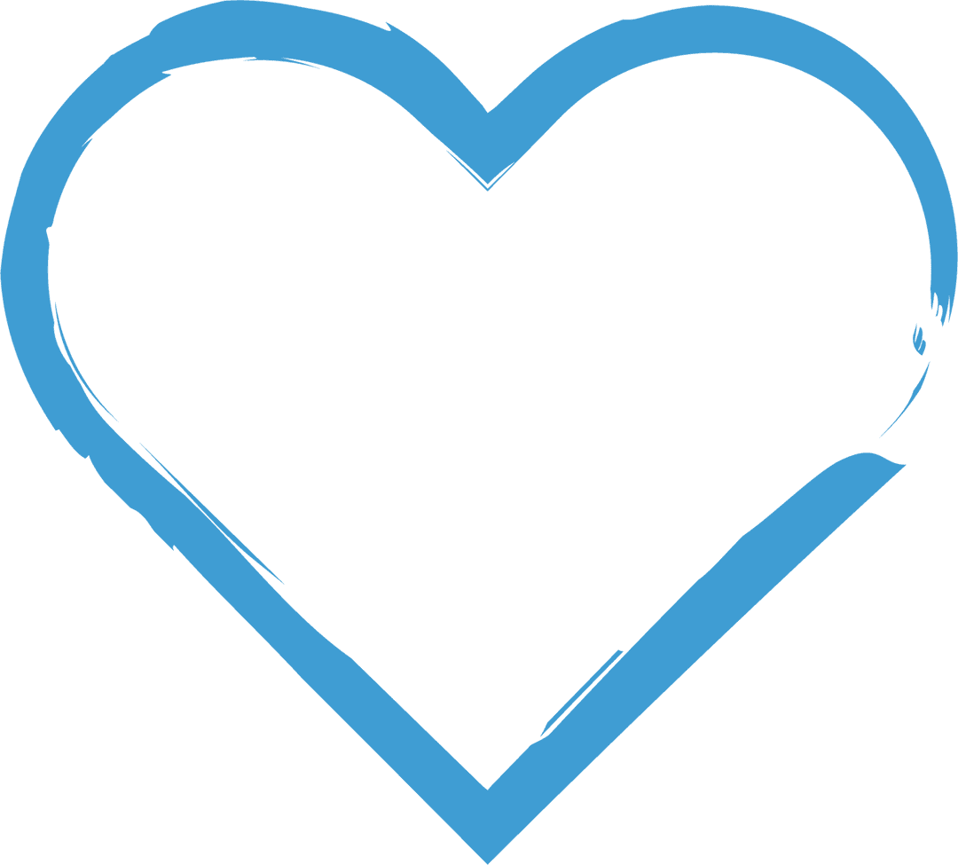 Blue Heart Outline on Transparent Background for Love Concepts