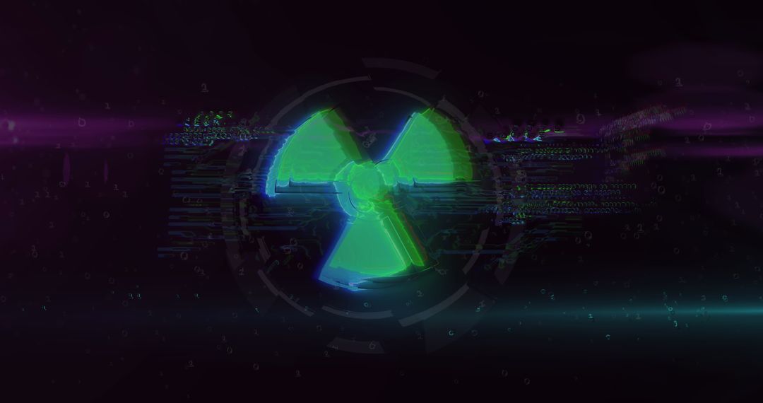 Glitching Nuclear Symbol with Digital Data Overlay