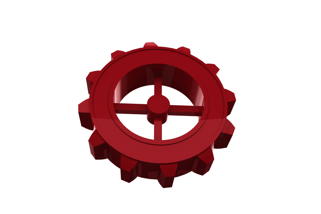 Transparent Red Gear Icon Symbolizing Engineering and Technology