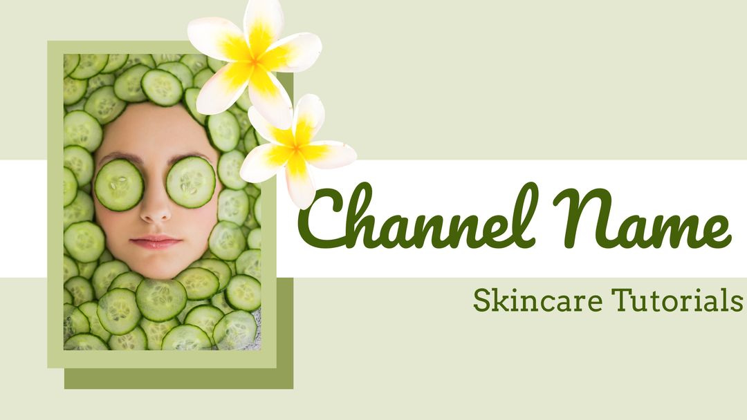 Relaxed Woman with Cucumber Slices and Tropical Flowers Promoting Skincare Channel - Download Free Stock Templates Pikwizard.com