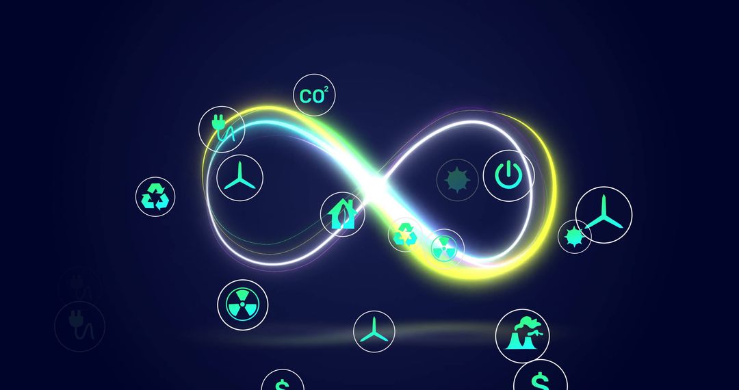 Infinity Loop with Renewable Energy and Eco Symbols