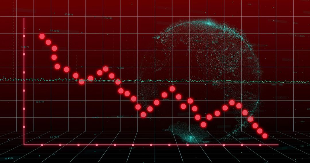 Futuristic Declining Graph with Holographic Elements