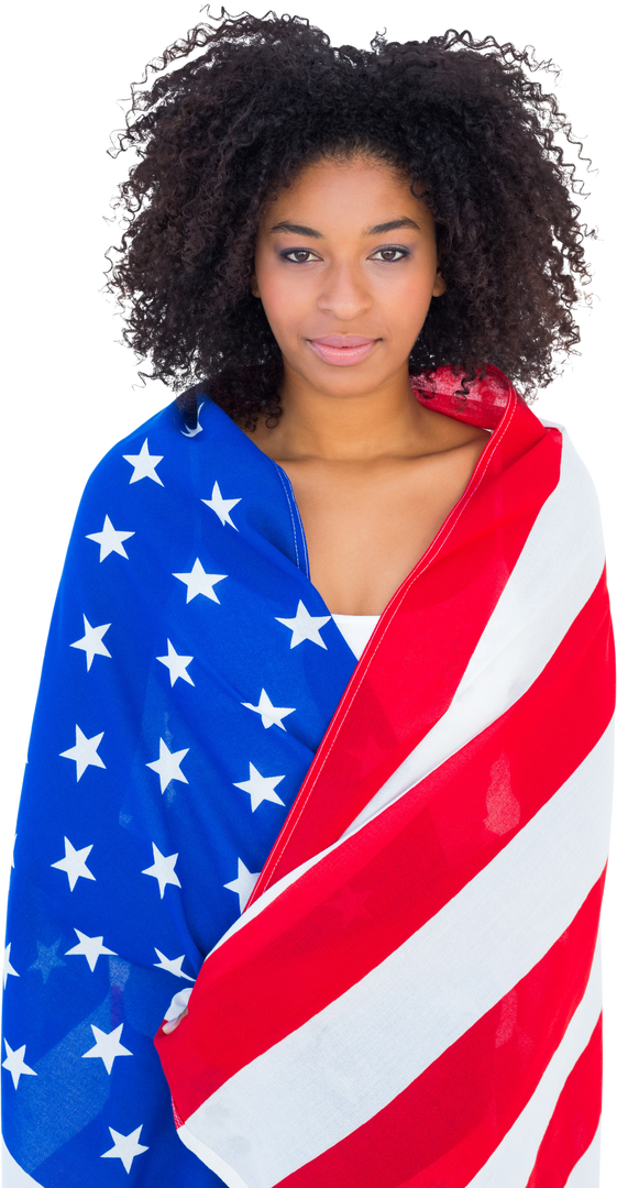 Transparent Pretty Woman Wrapped in American Flag Smiling - Download Free Stock Images Pikwizard.com