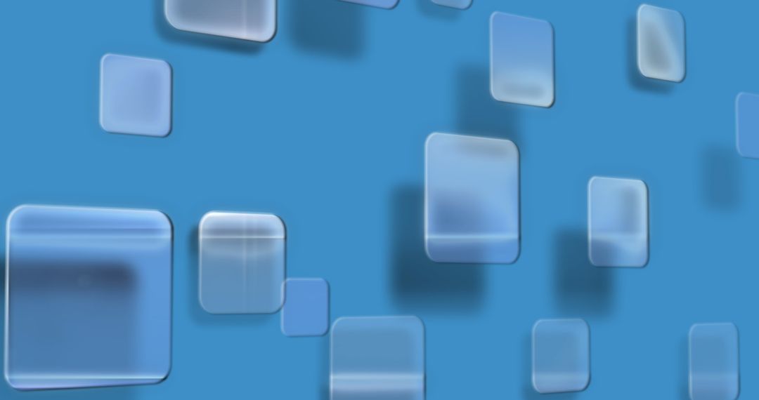 Floating Translucent Squares on Blue Background