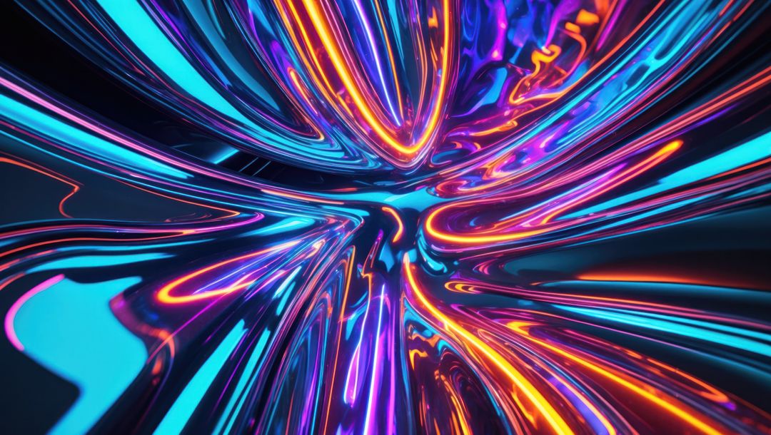 Futuristic Neon Swirls in Dynamic Digital Space