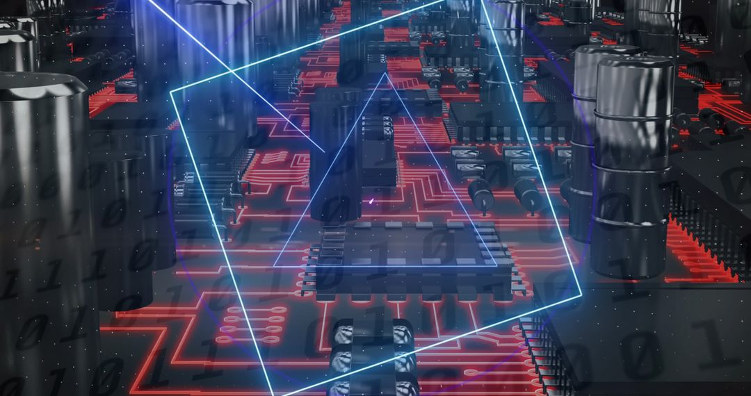 Digital Neon Circuit with Geometric Animation for Technology Themes