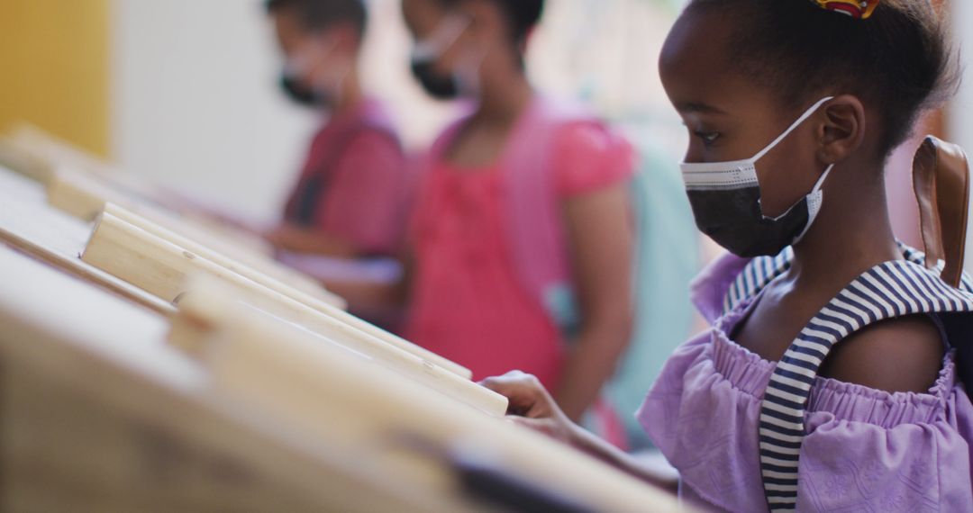 Schoolchildren Wearing Masks and Using Transparent Dividers - Free Images, Stock Photos and Pictures on Pikwizard.com