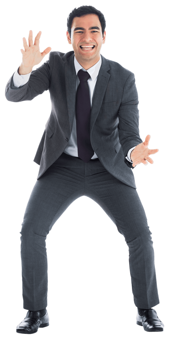 Caucasian Businessman Smiling on Transparent Background with Dynamic Gestures