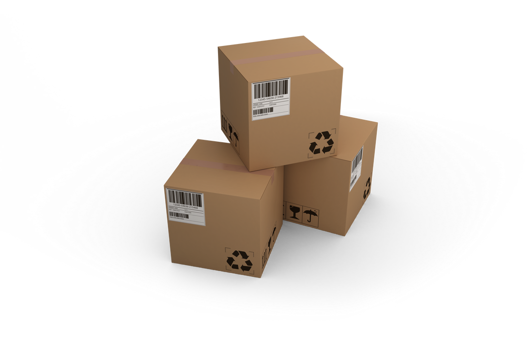 Cardboard Boxes with Shipping and Recycling Symbols on Transparent Background - Download Free Stock Images Pikwizard.com