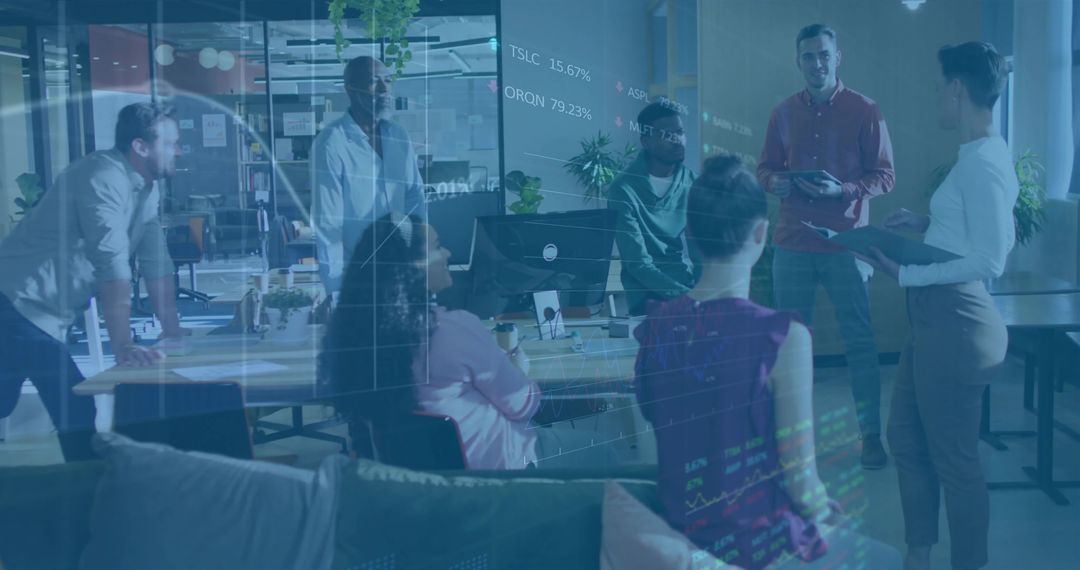 Modern Business Team Collaborating in Innovative Workspace