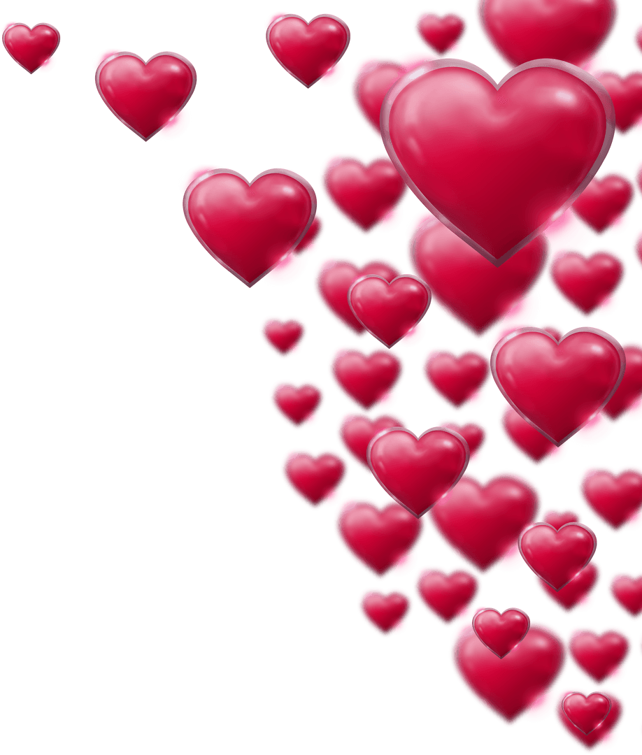 Shiny Red Hearts on Transparent Background for Valentine's Day