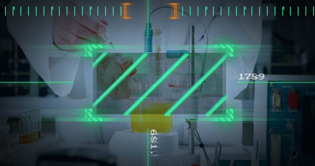 Scientist Utilizing AR Technology for Advanced Laboratory Experiment