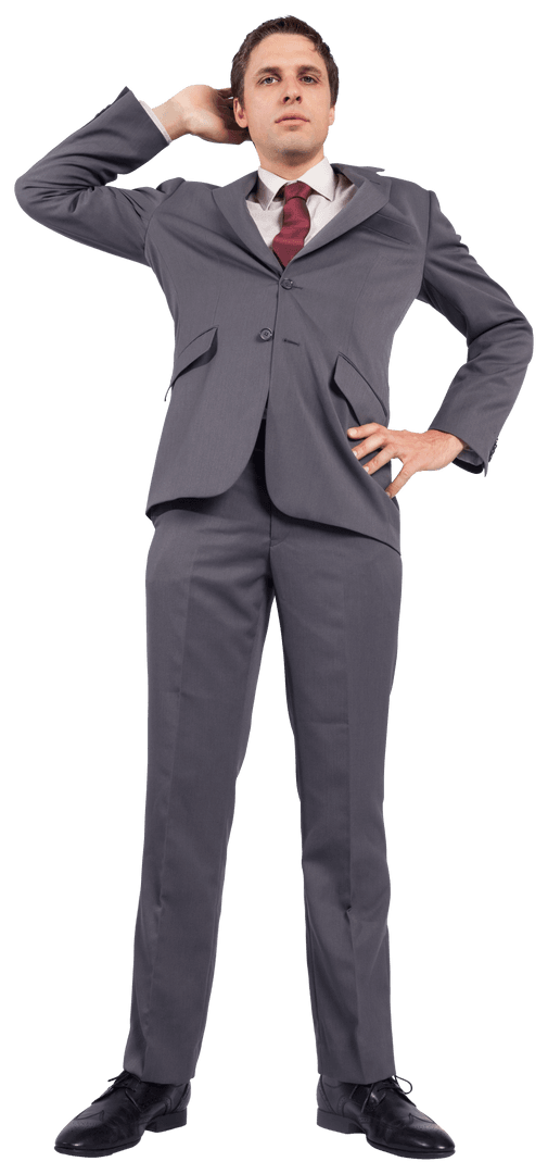 Confident Businessman Standing Alone on Transparent Background