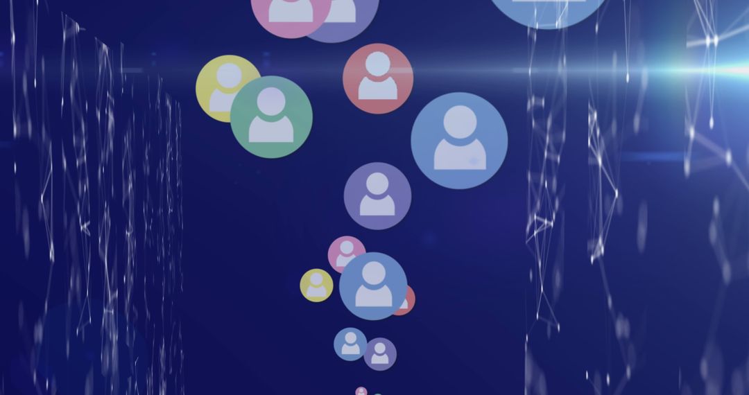 Digital People Icons on Blue Background Representing Social Network Concept