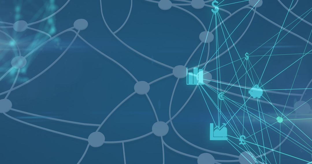 Network Connections Digital Interface with Financial Icons