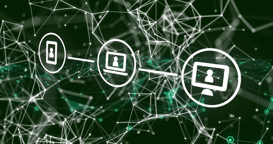 Digital Network Icons on Futuristic Glowing Background