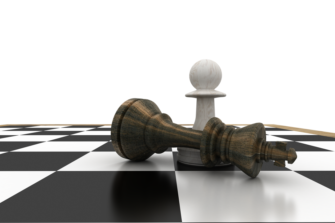 Transparent chess board with white pawn and fallen black king - Download Free Stock Images Pikwizard.com