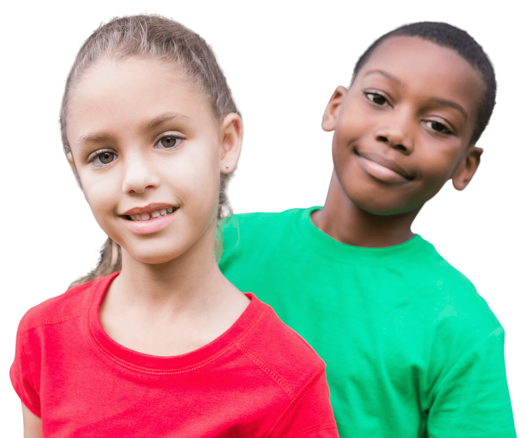 Smiling Diverse Schoolchildren on Transparent Background