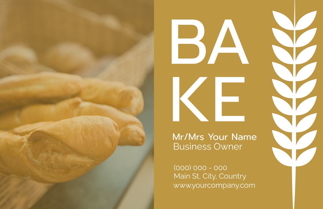 Bakery Business Card Template Showcasing Fresh Baguettes and Wheat Graphic Design - Download Free Stock Templates Pikwizard.com