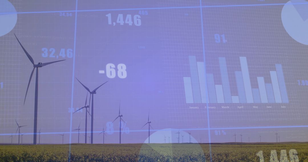 Wind Turbines Overlap with Digital Energy Charts on Farmland