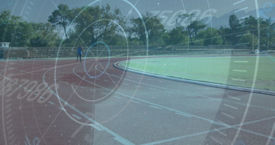 Disabled Athlete on Track with Futuristic Data Overlay