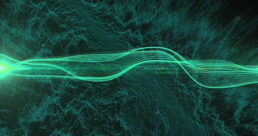 Dynamic Green Wave Over Dark Background Illustrating Energy Flow