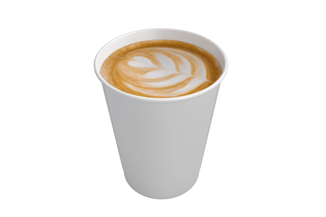 Transparent Cup of Coffee with Artful Spirals