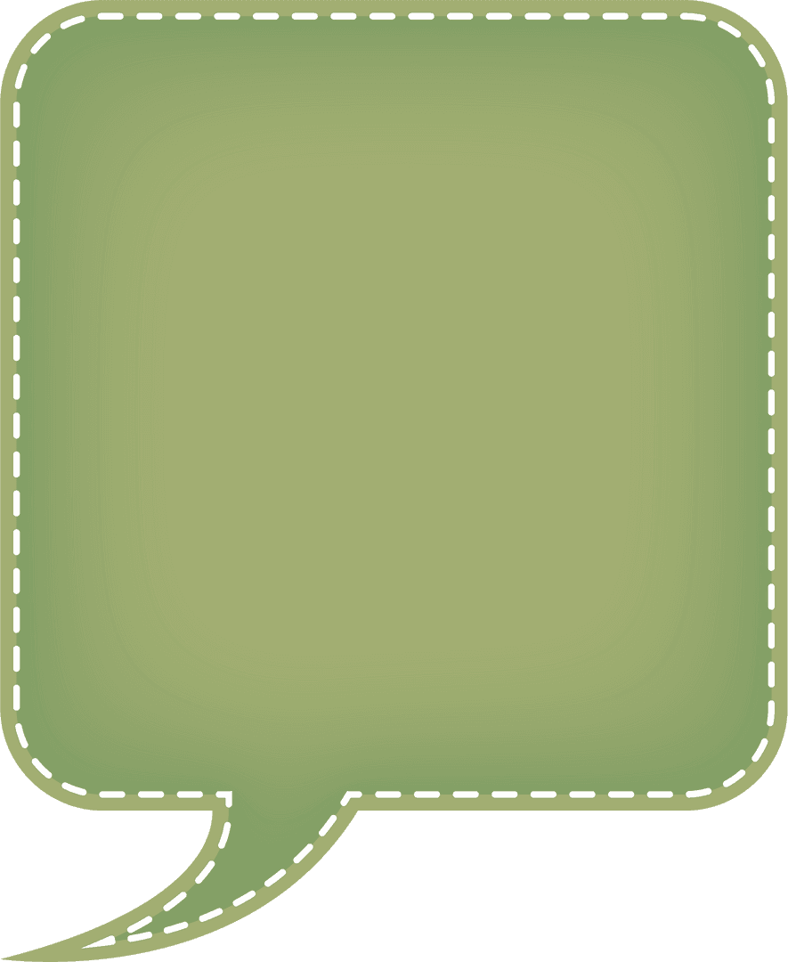 Green Speech Bubble with Dash Outline on Transparent Background