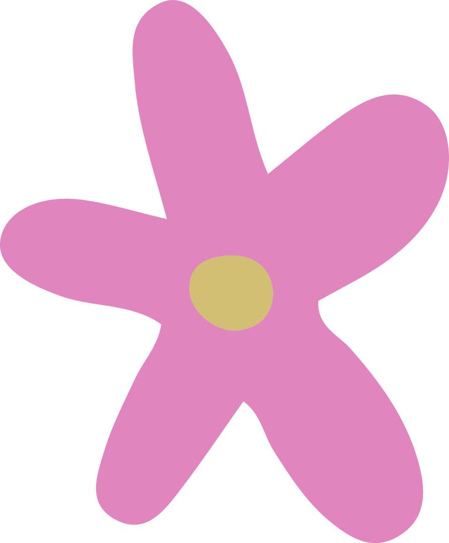 Minimalist Five-Petaled Pink Flower on Transparent Background