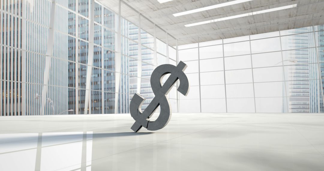 Digital composite of dollar sign falling in office - Free Images, Stock Photos and Pictures on Pikwizard.com