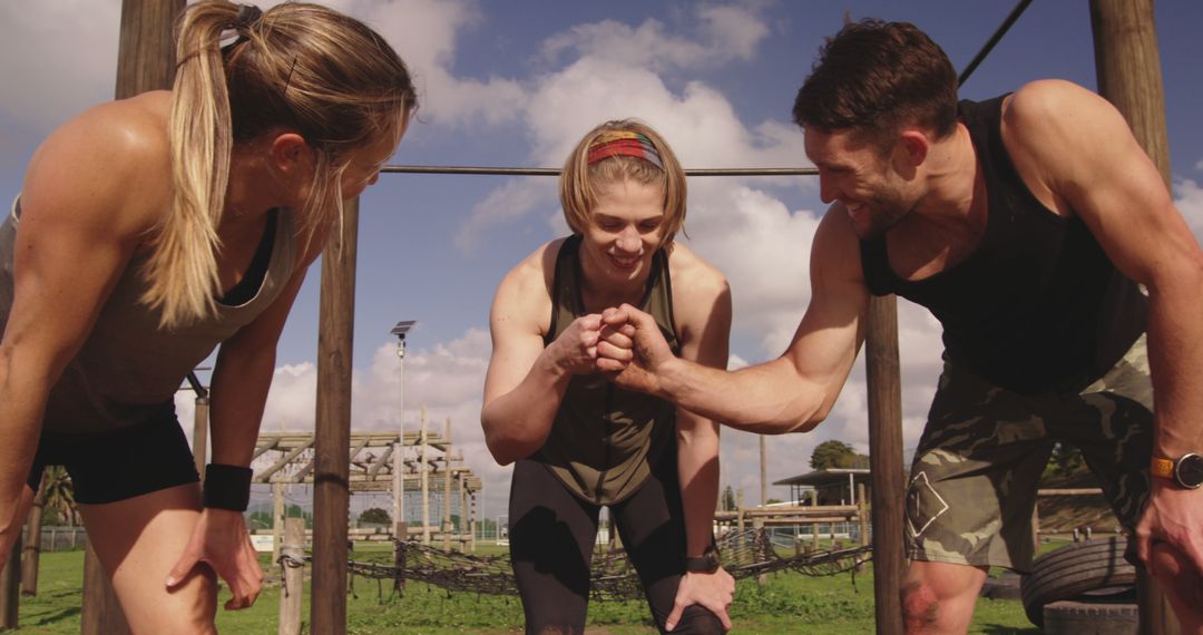 Group of Athletes Motivating Each Other in Outdoor Workout - Free Images, Stock Photos and Pictures on Pikwizard.com