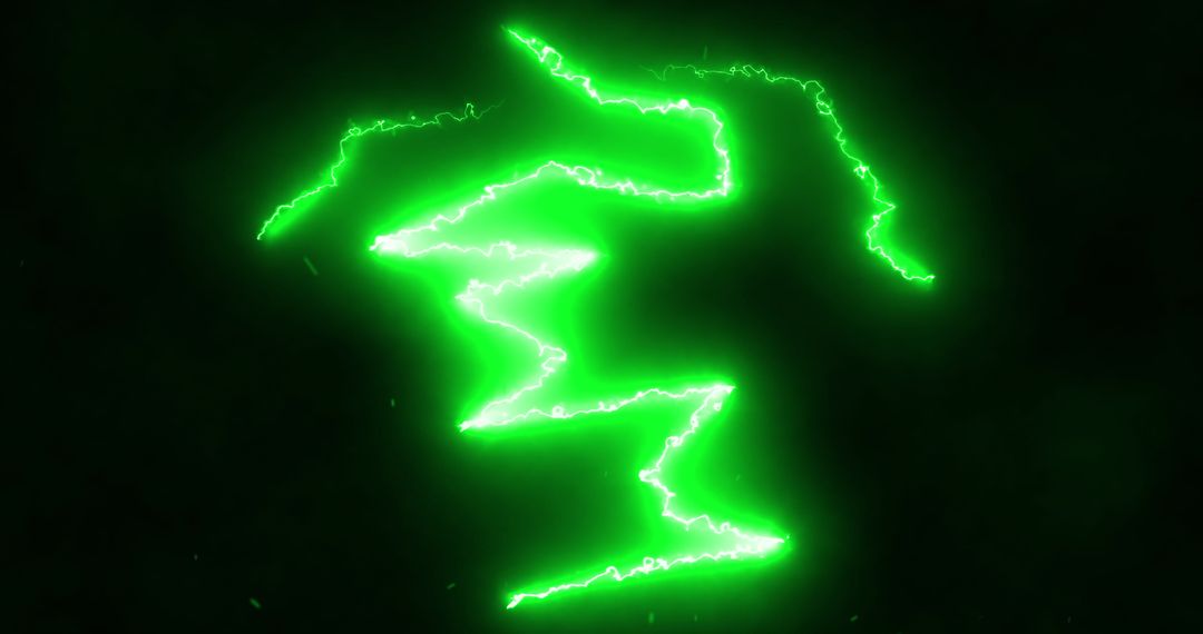Vibrant Green Lightning Strikes Against Dark Backdrop