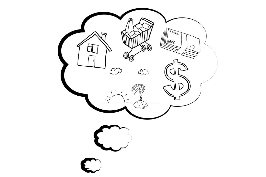Dreaming About Wealth in Financial Cloud on Transparent Background