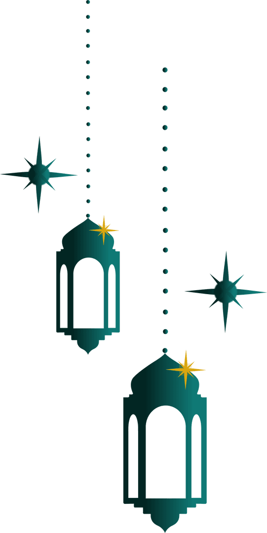 Floating Transparent Green Lanterns on Clear Background