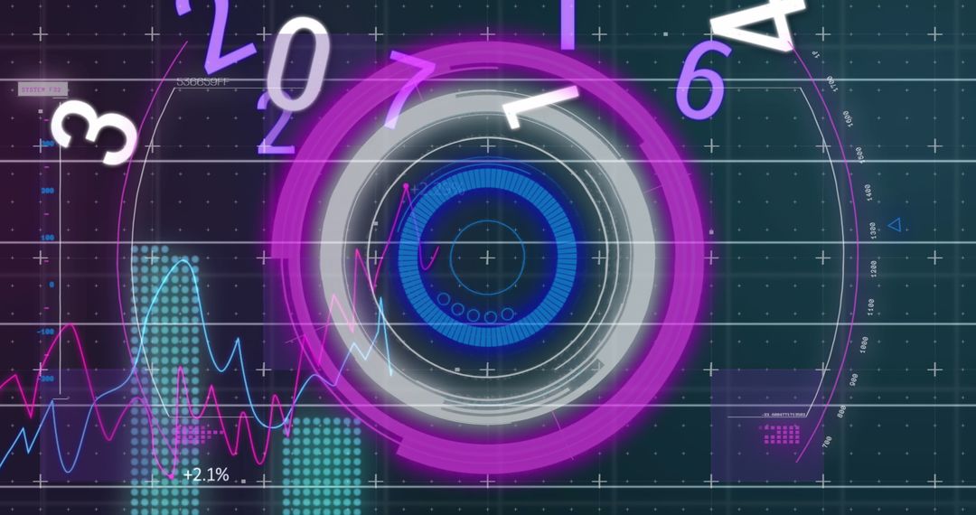 Futuristic Digital Numbers and Data Interface Overlay