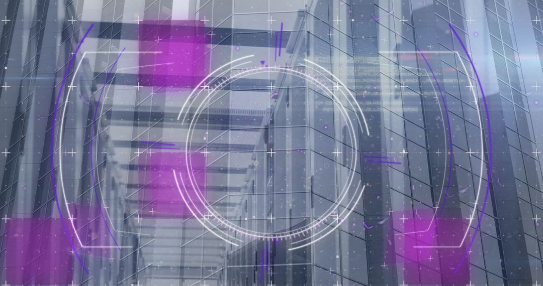 Futuristic Digital Interface Over Data Server Room