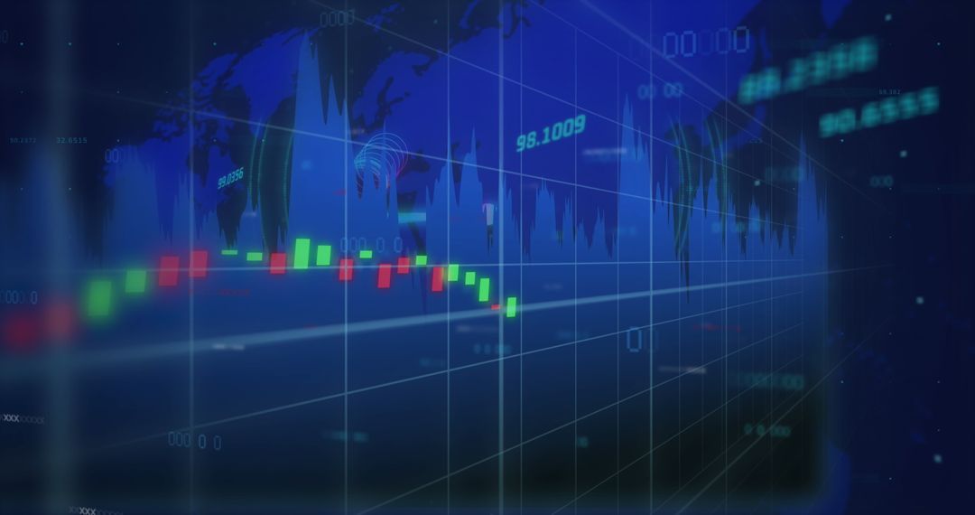 Abstract Financial Data with World Map Background