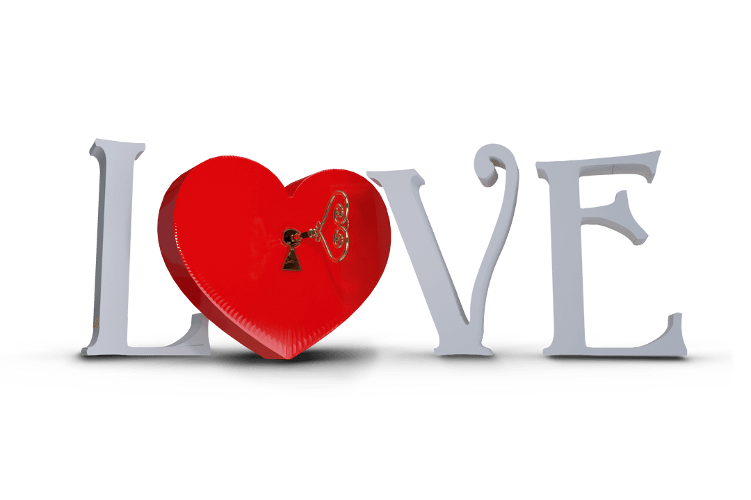 Transparent Lock with Love Text Vector Art on Clear Background