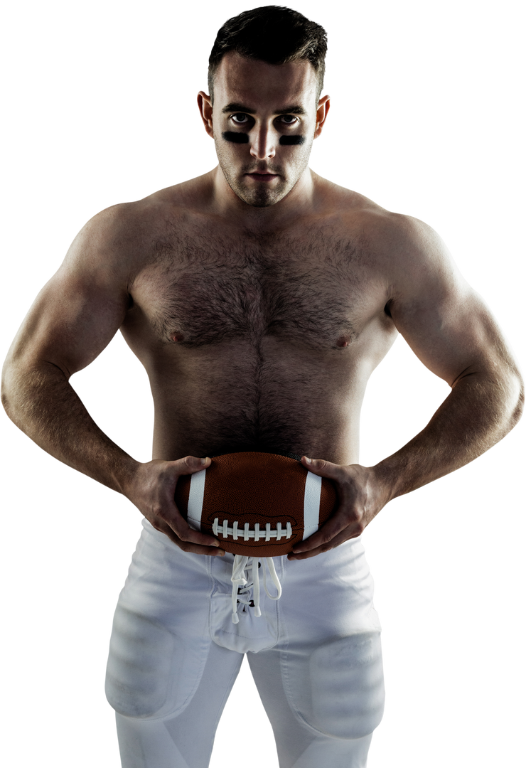 Shirtless American Football Player Holding Ball Transparent Background - Download Free Stock Images Pikwizard.com